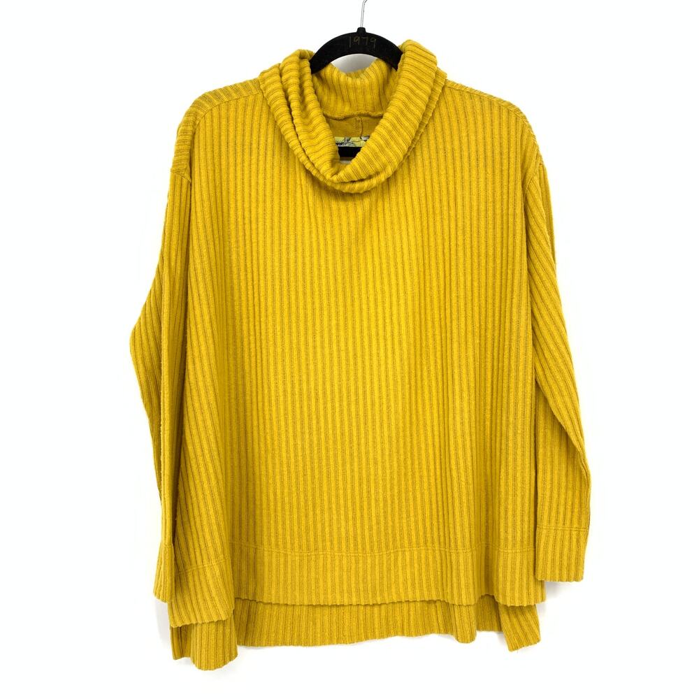Maeve By Anthropologie Cowl Neck Ribbed Knit Sweater Womens Size M Yellow NEW